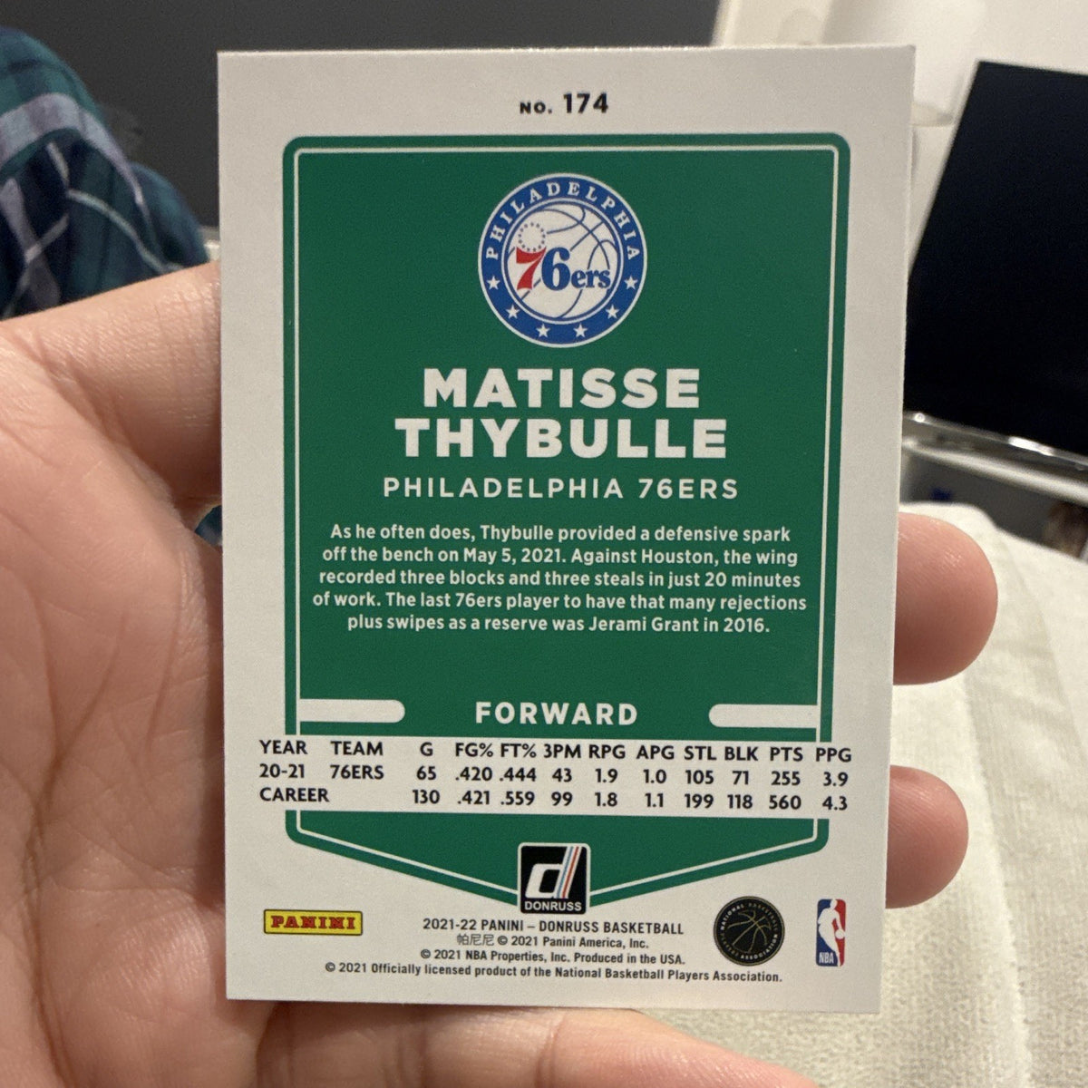 Panini Donruss 2021-22 Base Matisse Thybulle #174 Philadelphia 76ers1
