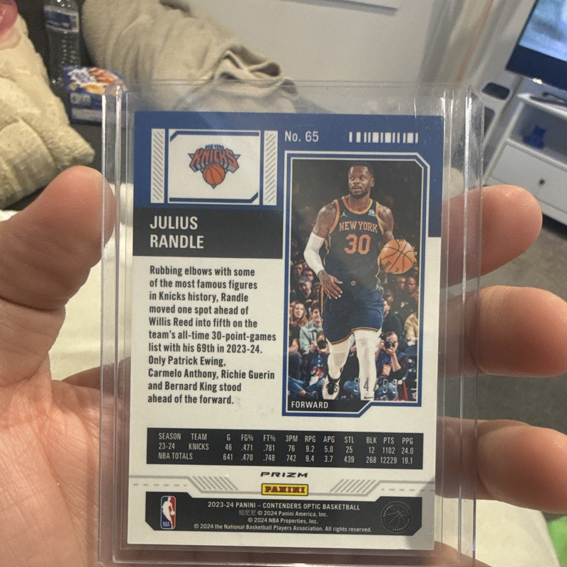 Panini 2023 24 Contenders Optic Julius Randle Season Ticket Blue /99 #65 Knicks3