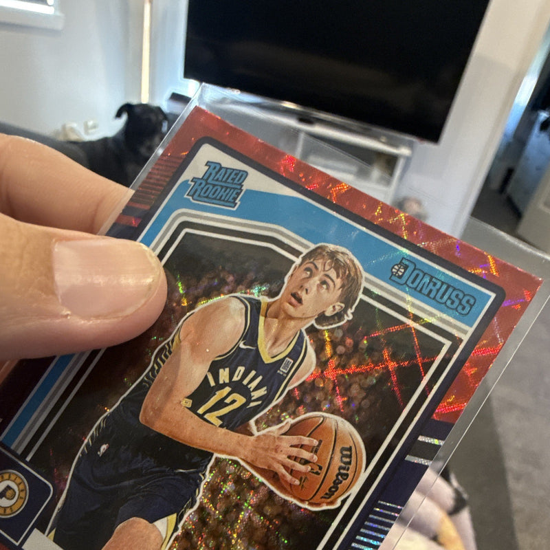 Panini Donruss 2024 25 Rated Rookie Johnny Furphy Red Parallel #242 Pacers3