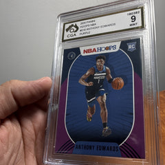 Panini 2020 21 NBA Hoops Anthony Edwards Purple Rookie Card #216 CGA 90