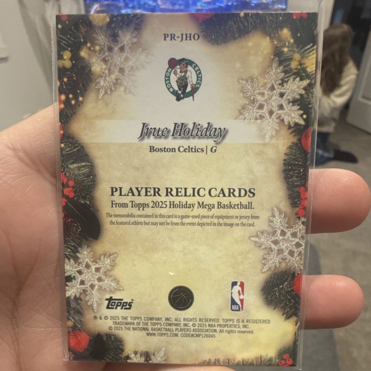 Topps 2025 Holiday Mega Basketball Jrue Holiday Celtics Player Relic PR JHO1