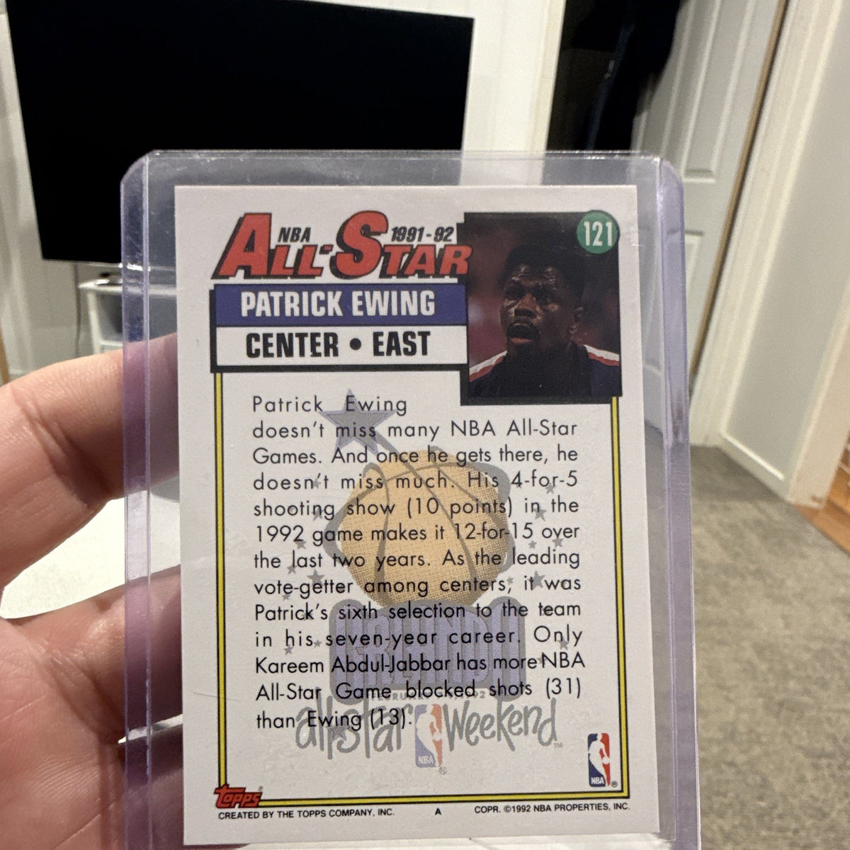 Topps 1991 92 NBA All Star Insert #121 Patrick Ewing Trading Card1