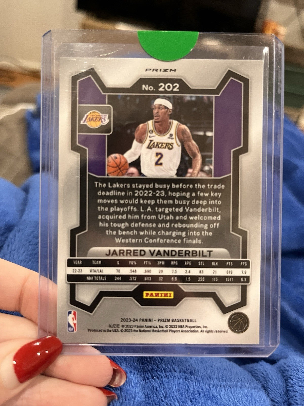 Panini Prizm 2023 24 Jarred Vanderbilt LA Lakers #202 Parallel/Variety2