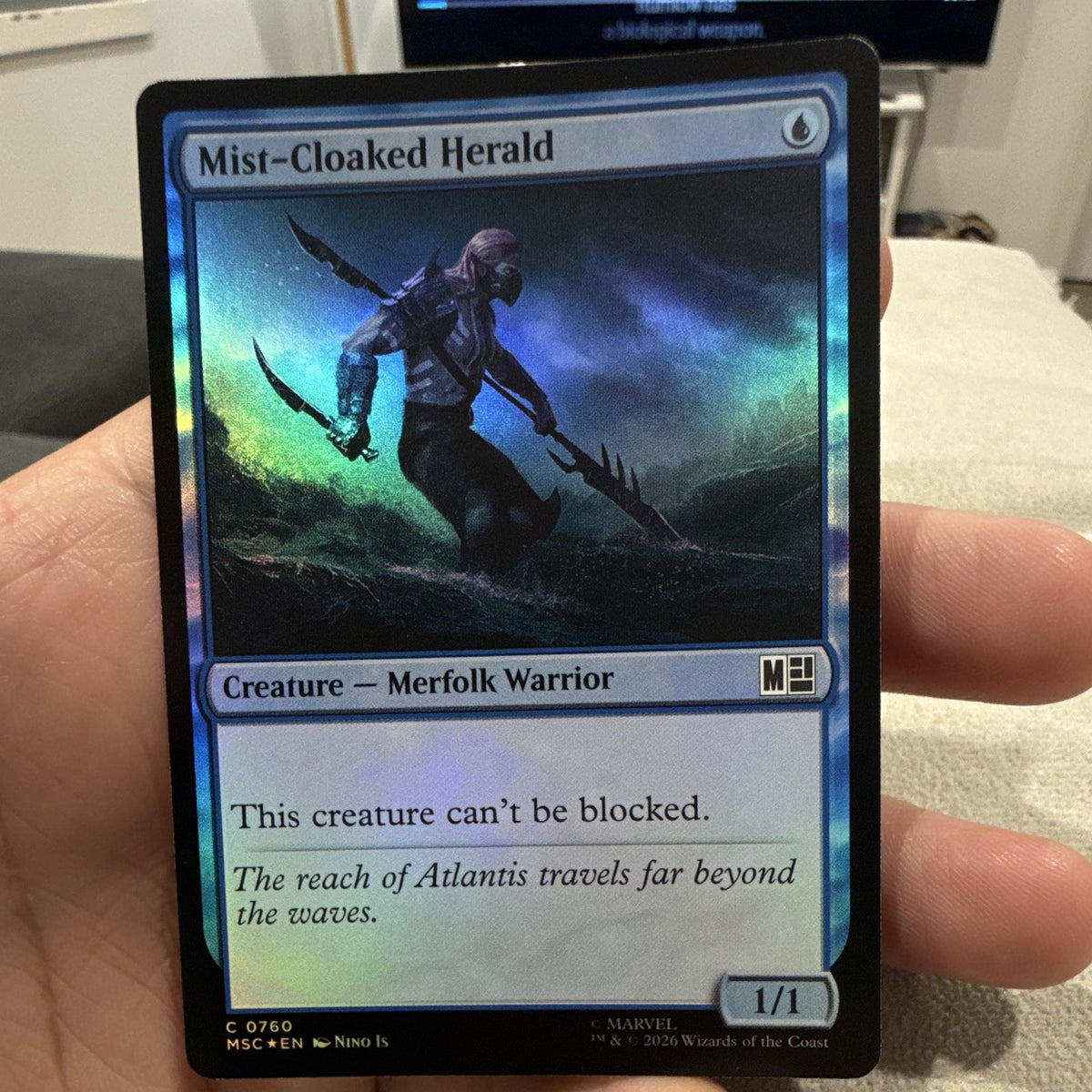 Magic: The Gathering Mist-Cloaked Herald Foil Common Blue Marvel 07600