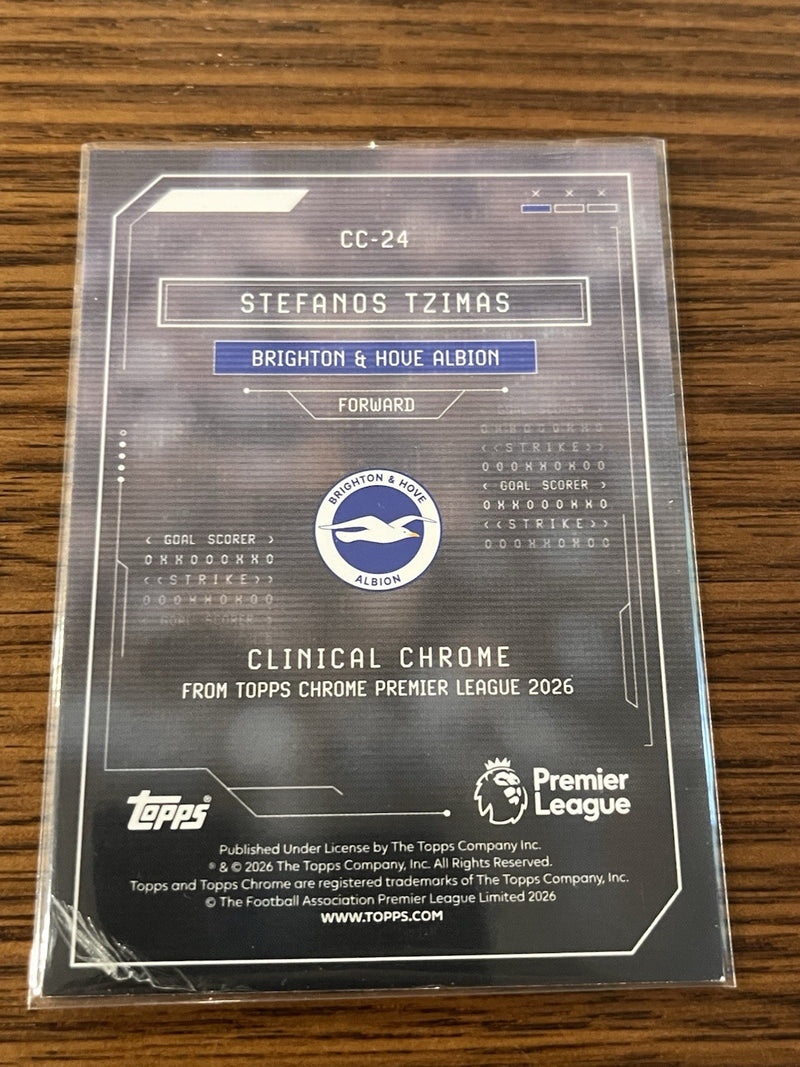 Topps 2026 Chrome Premier League Clinical Chrome CC 24 Stefanos Tzimas RC2