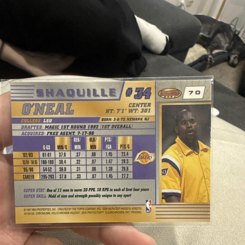 1997 Topps Bowman's Best Base Shaquille O'Neal Los Angeles Lakers #701