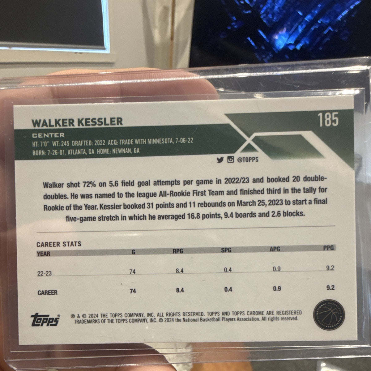Topps Walker Kessler Parallel/Variety Topps Chrome Utah Jazz 185 2022 231