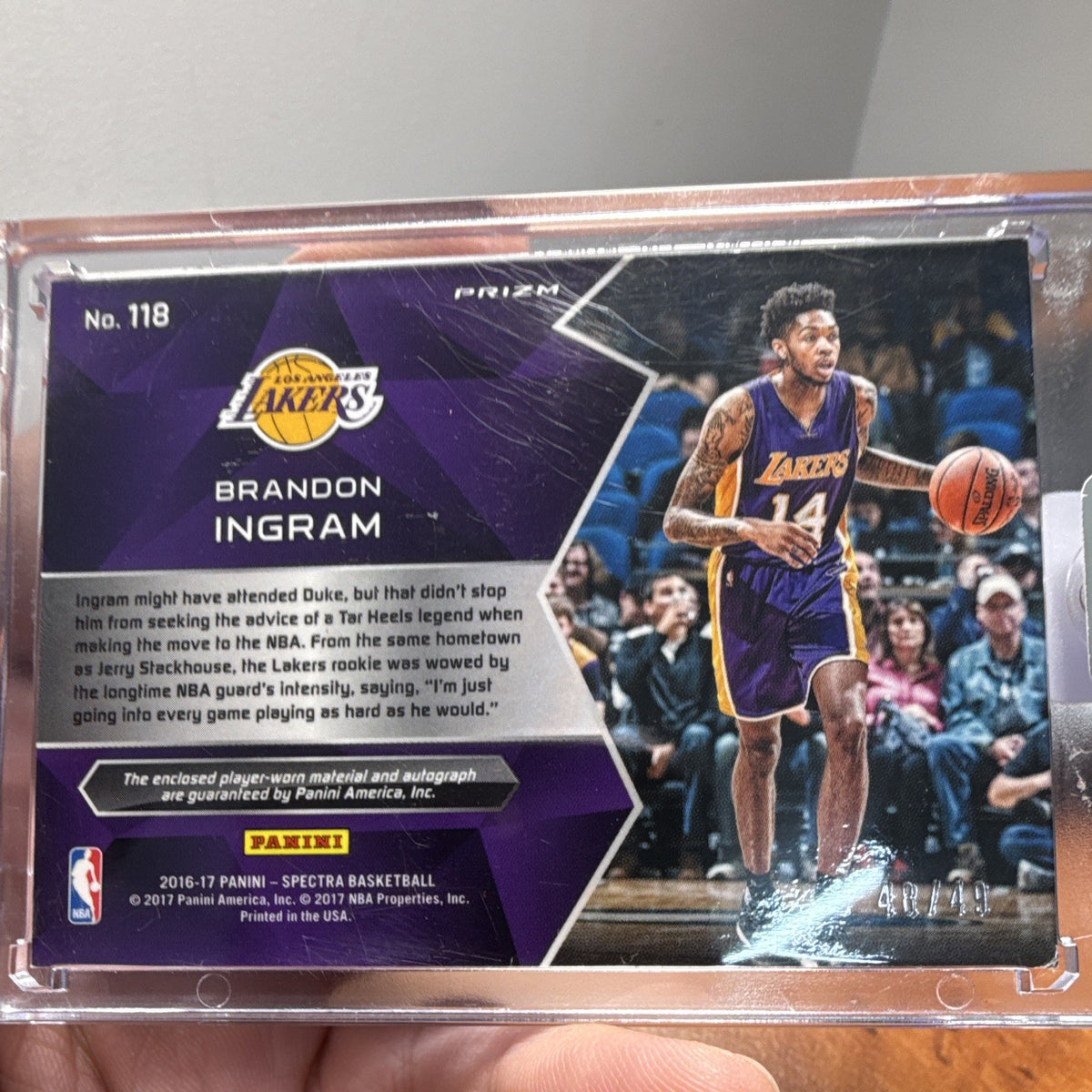 Panini 2016 17 Spectra Brandon Ingram RC Patch Auto /49 Lakers #1183