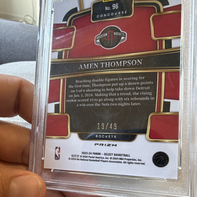 Amen Thompson 2023-24 Select Concourse Bronze Checker Prizm RC #96 PSA 9 19/492