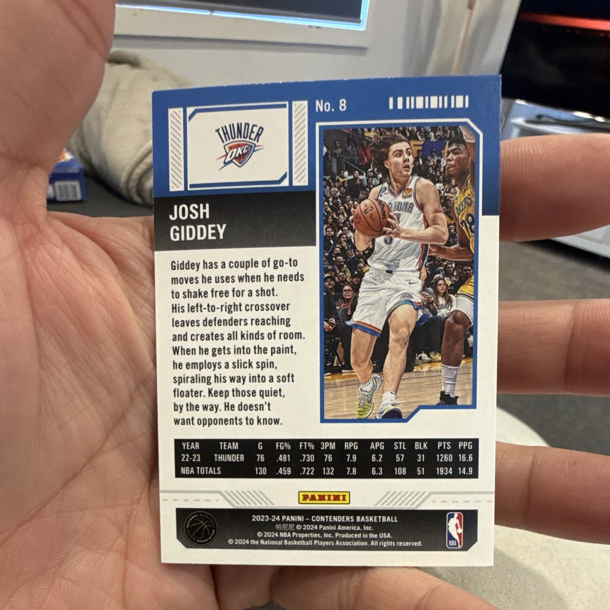 Panini 2023 24 Contenders Season Ticket Josh Giddey Base No. 8 Thunder1