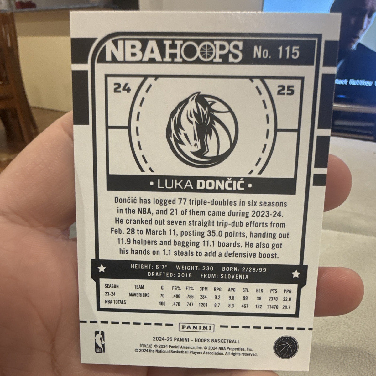 Panini 2024 25 NBA Hoops Base Set #115 Luka Dončić Dallas Mavericks1