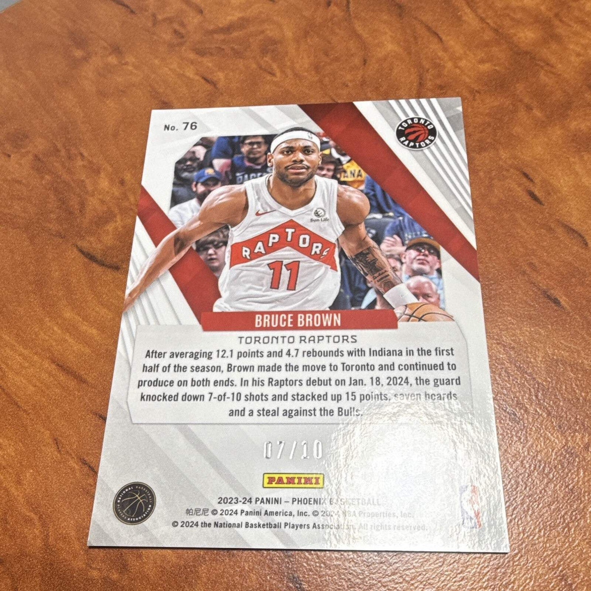 Panini Phoenix 2023 24 Bruce Brown Toronto Raptors 76 Serial Numbered 07/104