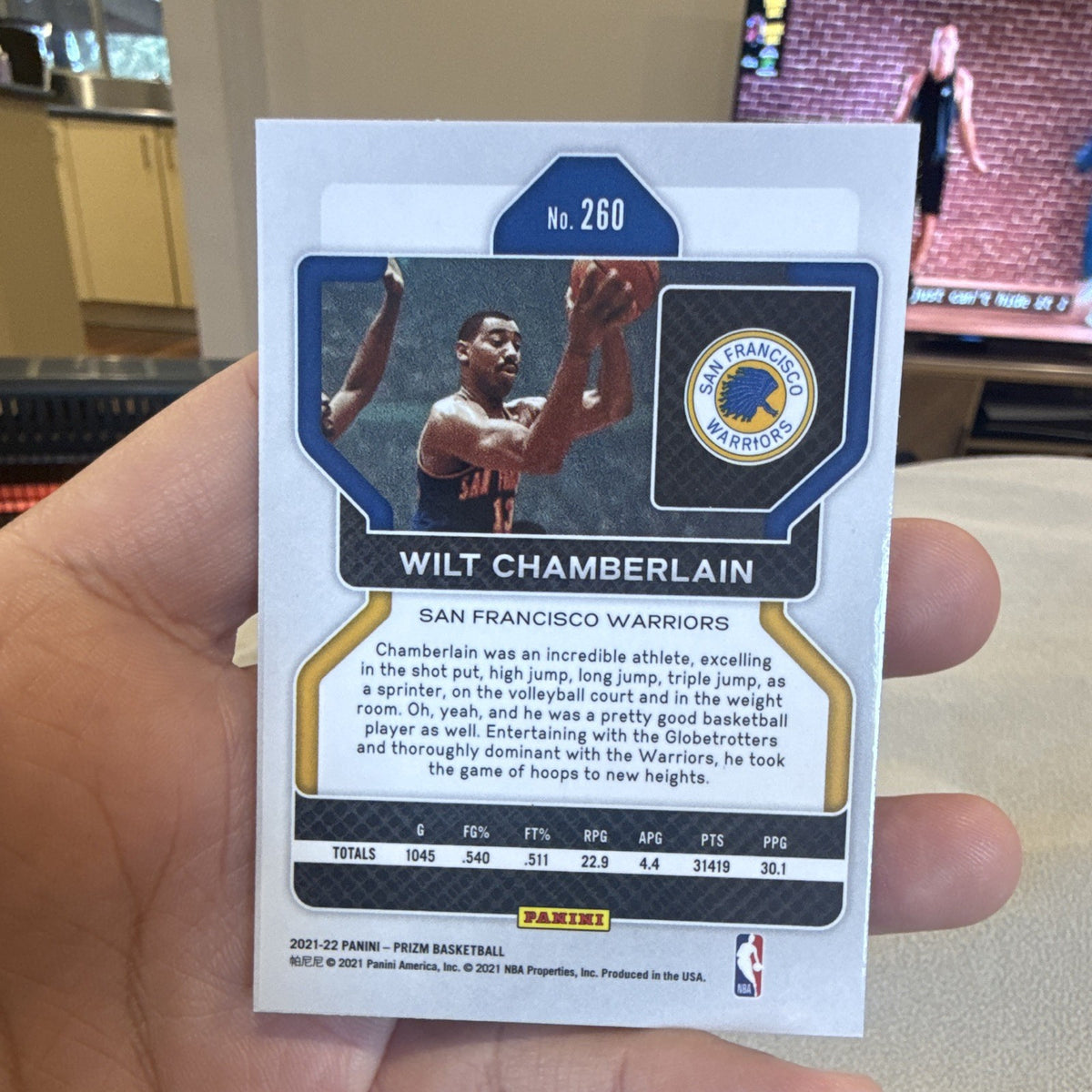 Wilt Chamberlain Base Set 2021 22 Panini Prizm Basketball #260 Warriors1