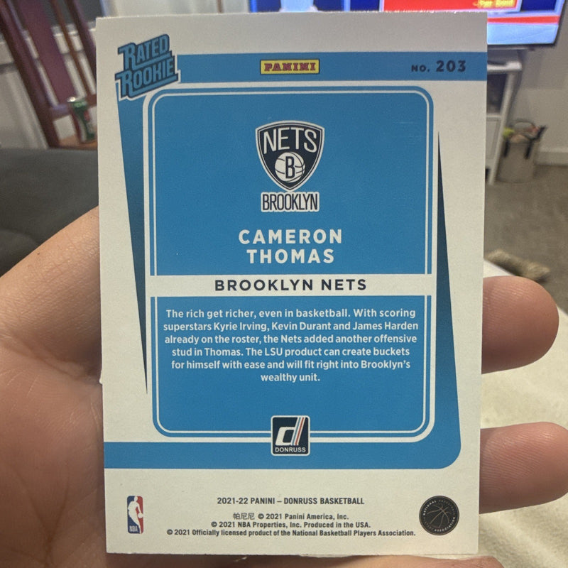 Panini 2021 22 Donruss Rated Rookie #203 Cameron Thomas Brooklyn Nets1