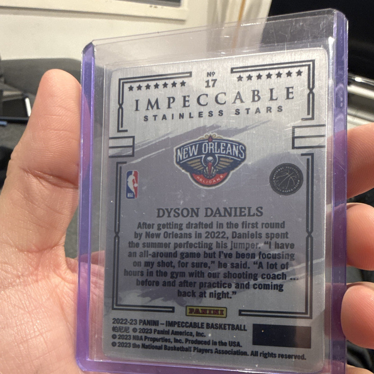 Panini Impeccable 2022-23 Stainless Stars #17 Dyson Daniels Rookie Pelicans1