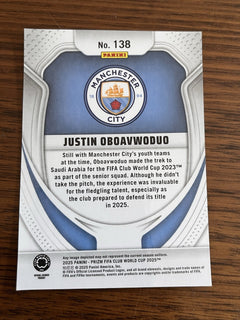 Justin Oboavwoduo Rookie Panini Prizm FIFA Club World Cup 138 Man City2
