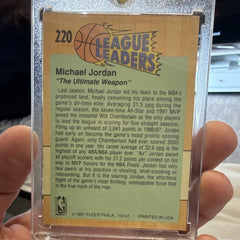 Fleer 1991 League Leaders Insert #220 Michael Jordan Chicago Bulls1