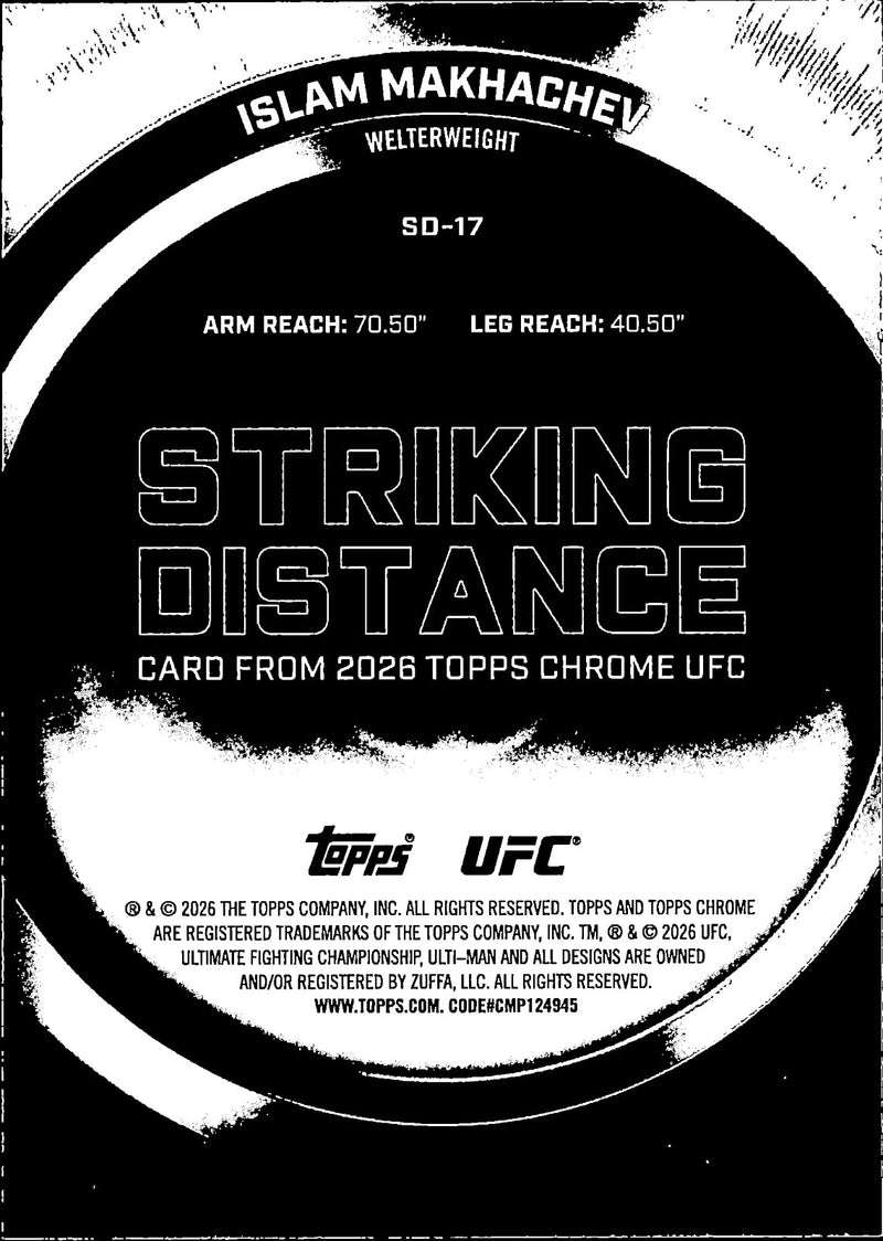 Islam Makhachev Striking Distance SD 17 Topps Chrome UFC   Striking Distance NM1