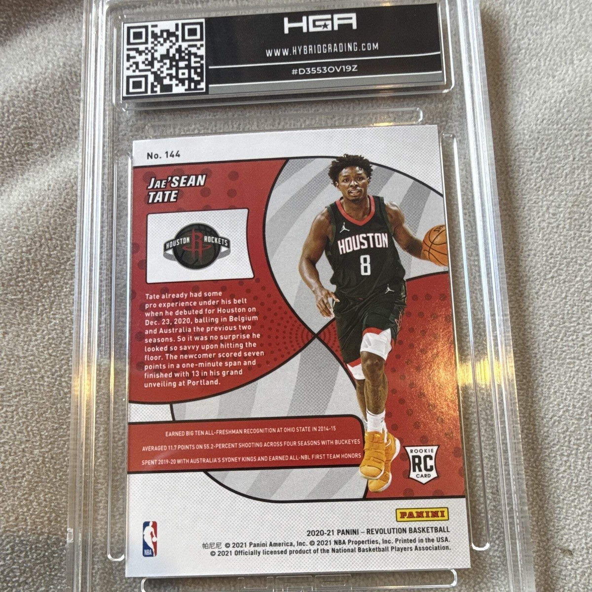 Panini 2020 21 Revolution Rookies #144 Jae'Sean Tate RC Graded HGA 9.52