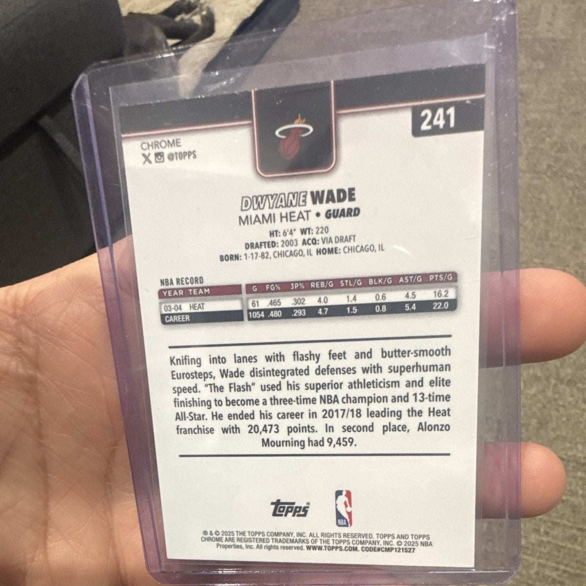 Topps Chrome Dwyane Wade Miami Heat #241 2025 NBA Basketball Trading Card1
