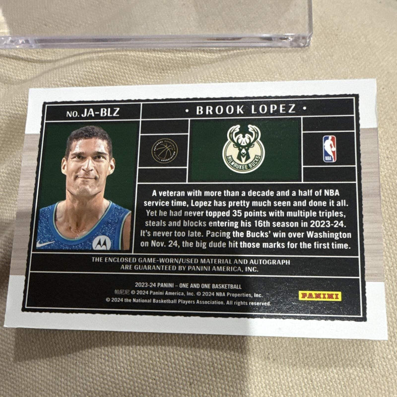 Panini One and One Brook Lopez Auto Patch JA BLZ 32/99 Milwaukee Bucks3