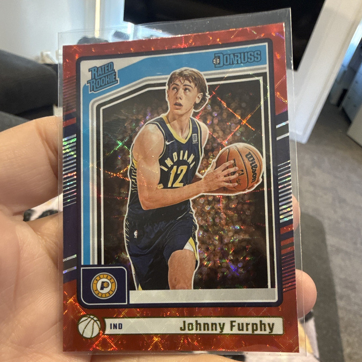 Panini Donruss 2024 25 Rated Rookie Johnny Furphy Red Parallel #242 Pacers1