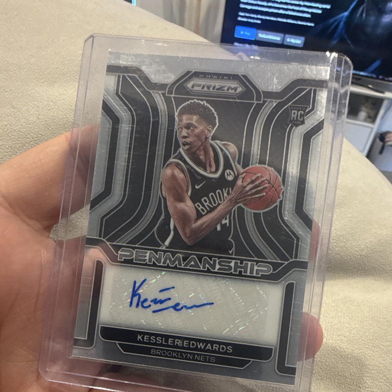 Panini 2021 22 Prizm Kessler Edwards Brooklyn Nets Penmanship RP KEW RC Auto0