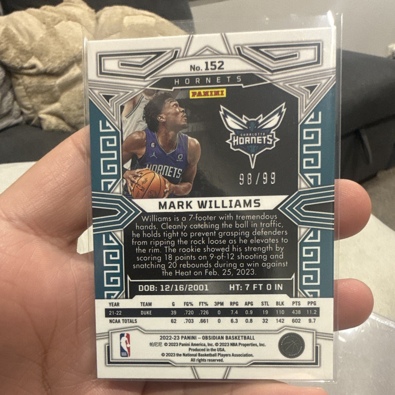 Panini Obsidian Mark Williams Rookie 152 98/99 Charlotte Hornets1