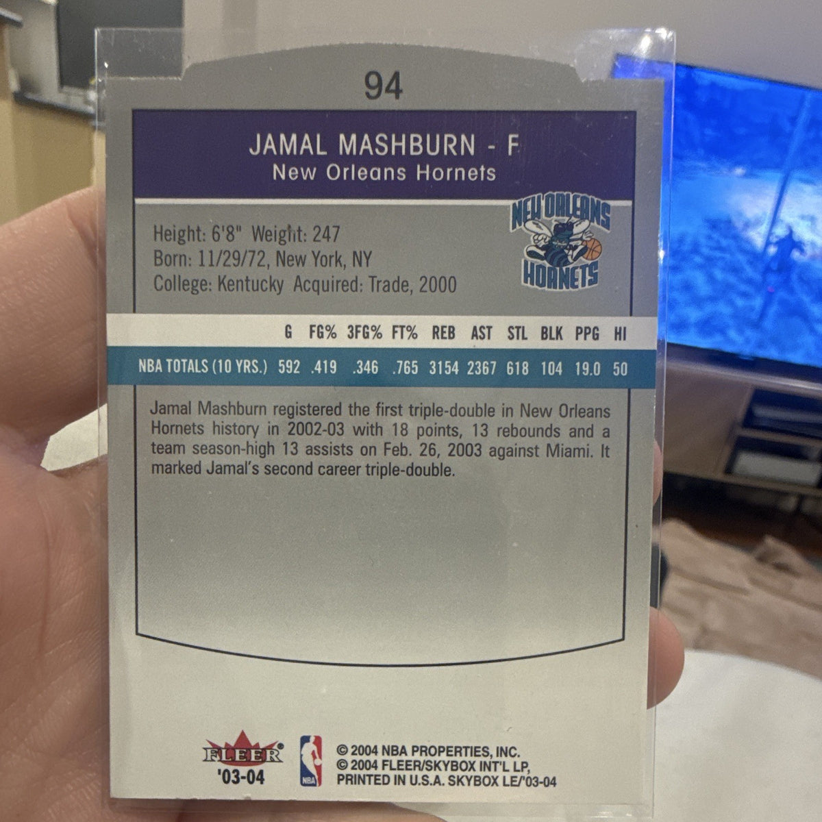 Fleer/SkyBox 2003 04 SkyBox LE Limited Edition Jamal Mashburn #94 Hornets1
