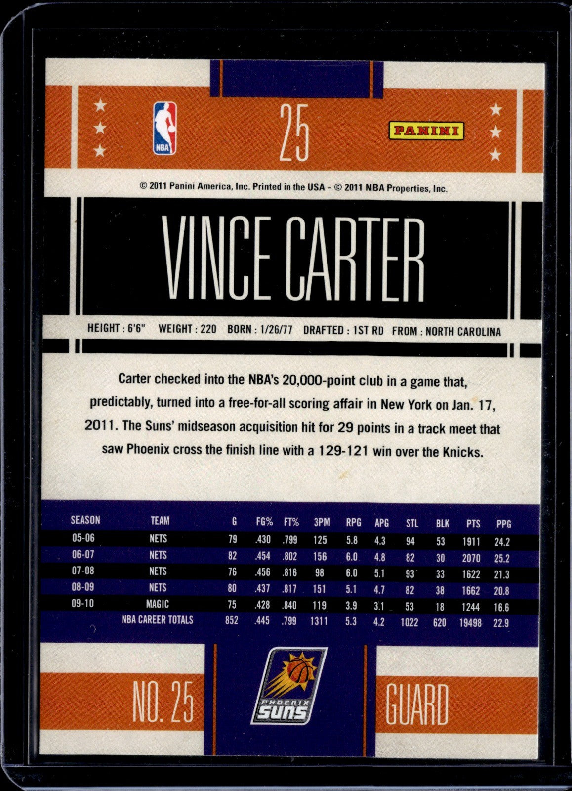 Vince Carter Base Panini Classics 25 NM1