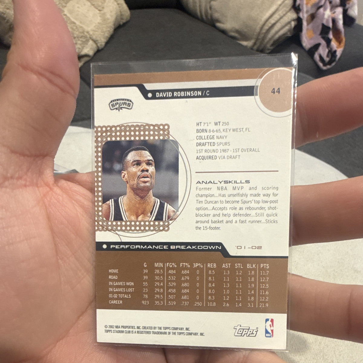Topps Stadium Club 2001 02 David Robinson San Antonio Spurs #44 Base1
