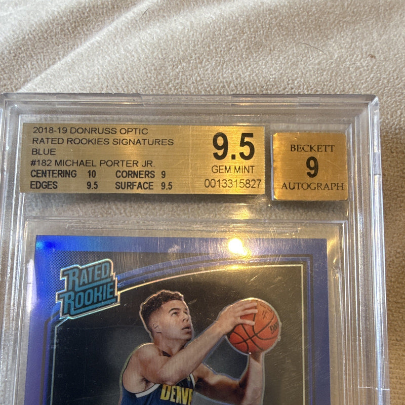 2018-19 Panini Donruss Optic Rated Rookie Signatures Blue #182 Porter Jr BGS 9.51