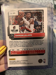 Damian Lillard Prizm Panini Donruss Optic 2022 23 #49 Trail Blazers2