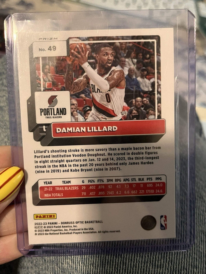 Damian Lillard Prizm Panini Donruss Optic 2022 23 #49 Trail Blazers2