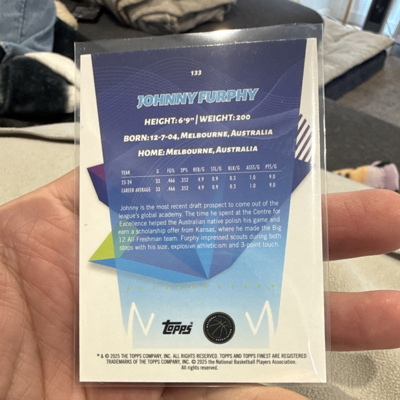 Topps Finest Johnny Furphy Rookie #133 2025 Basketball NBA Trading Card3
