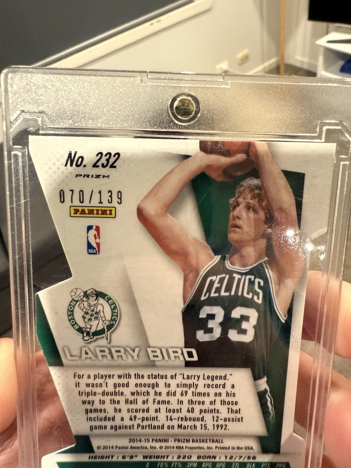 Panini Prizm 2014 15 Larry Bird Purple Prizm #232 Celtics 070/1392
