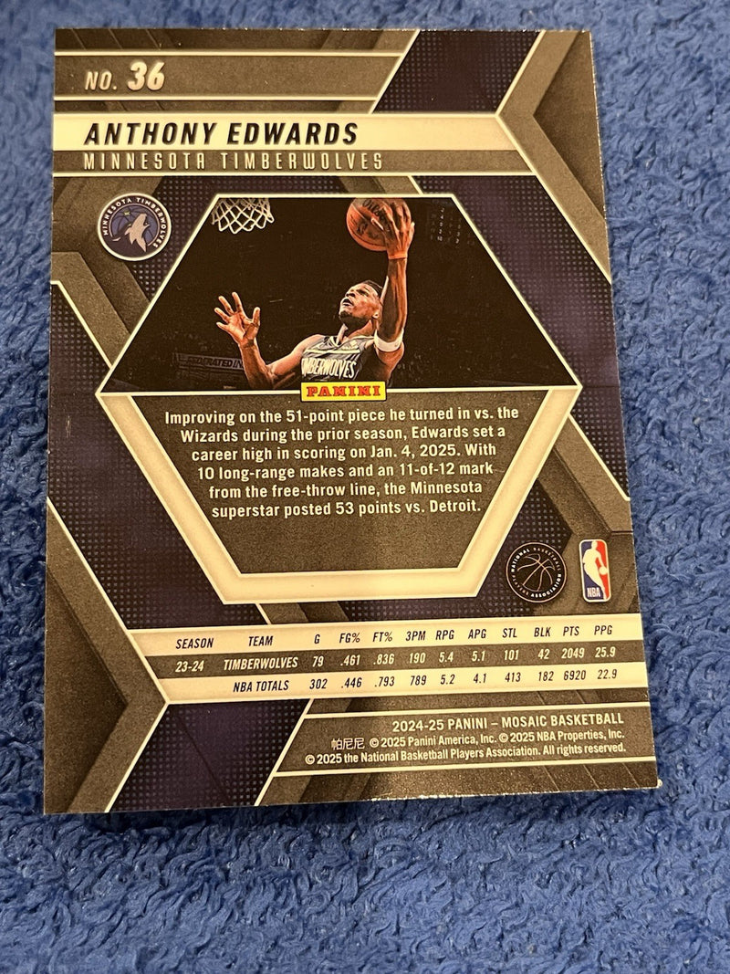 Panini Mosaic 2024 25 Anthony Edwards Base Set #36 Minnesota Timberwolves2