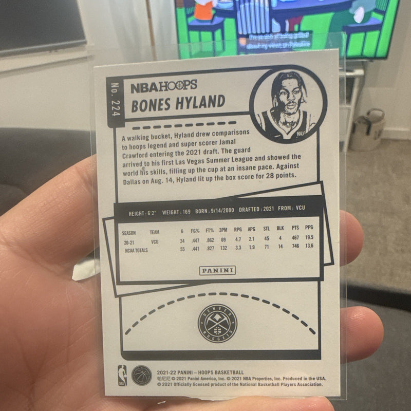 Panini 2021 22 NBA Hoops Bones Hyland Rookie Green Parallel #224 Nuggets1