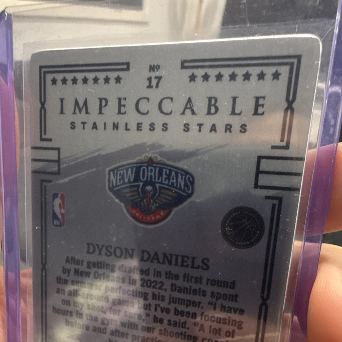 Panini Impeccable 2022-23 Stainless Stars #17 Dyson Daniels Rookie Pelicans3