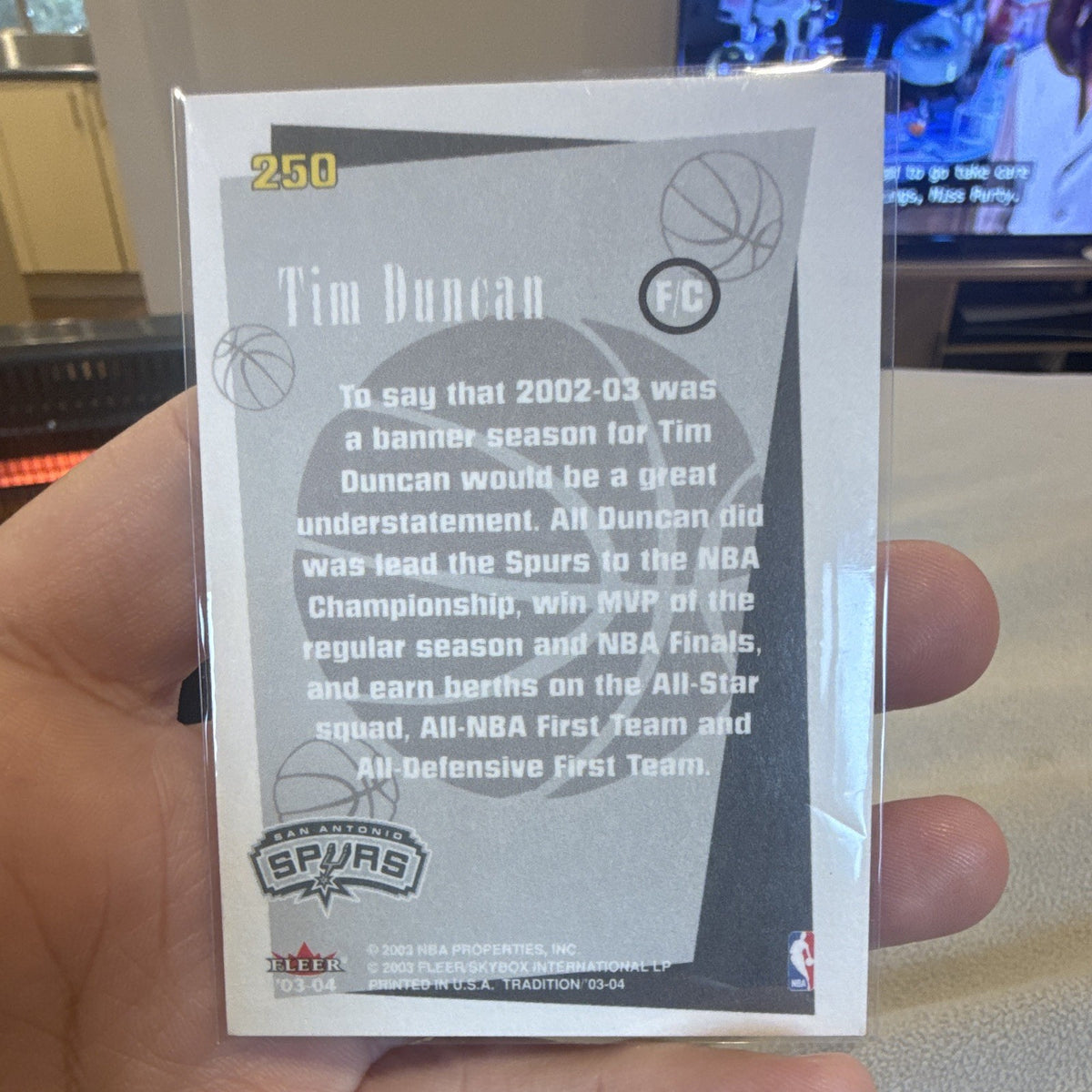Fleer Tradition 2003 04 Tim Duncan Banner Season Insert #250 San Antonio Spurs1