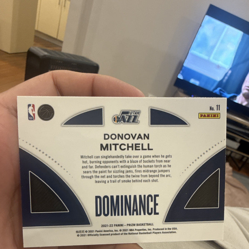 Panini 2021 22 Prizm Basketball Dominance Insert Donovan Mitchell Utah Jazz #111