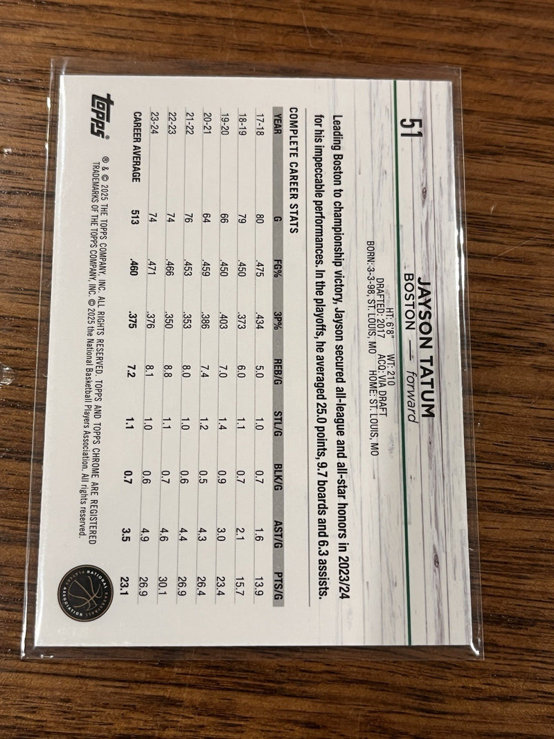 Topps Chrome Jayson Tatum Insert Boston Celtics 2024 25 #51 NBA2