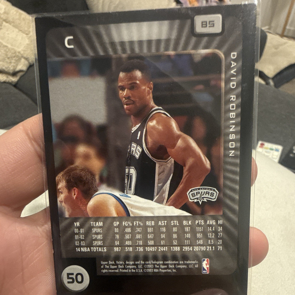 Upper Deck Victory 2003 04 David Robinson #50 San Antonio Spurs NBA Card1