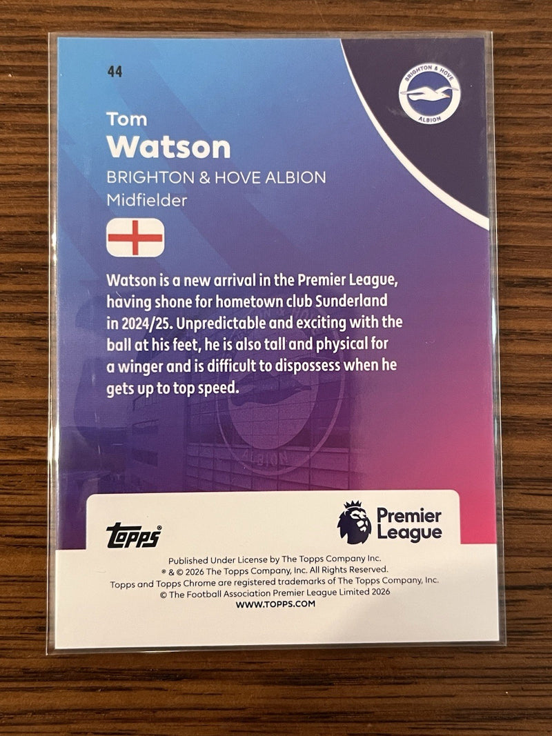 Tom Watson Rookie Topps Chrome Premier League Brighton & Hove Albion #442