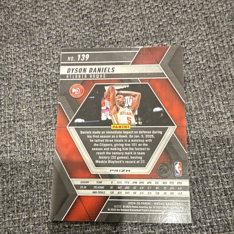 Panini 2024-25 Mosaic Basketball Dyson Daniels Parallel #139 Atlanta Hawks3