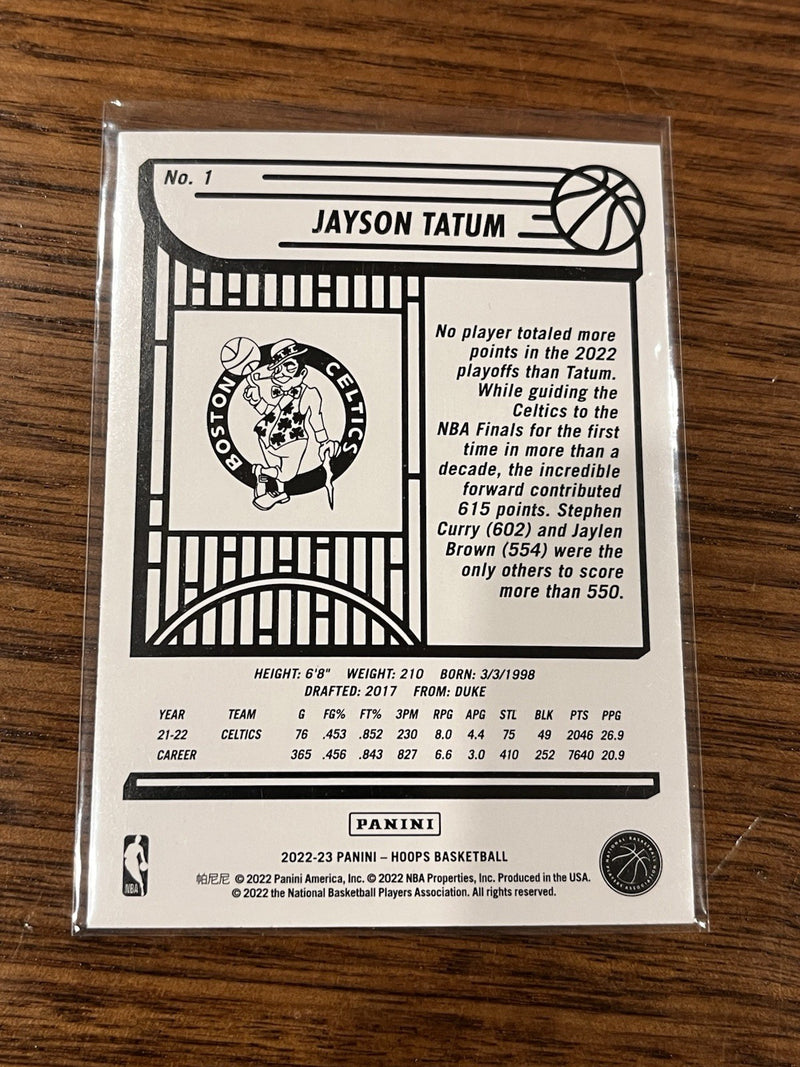 Jayson Tatum Base 2022 23 Panini Hoops Basketball No. 1 Boston Celtics2