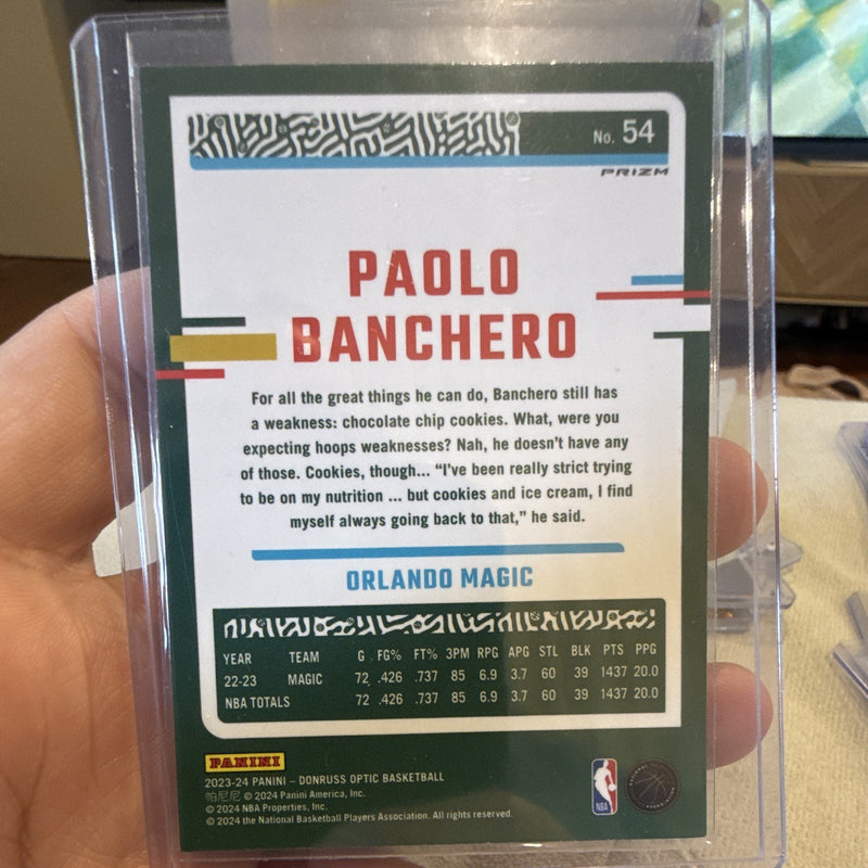 Panini 2023 24 Donruss Optic Paolo Banchero Orlando Magic Prizm 541