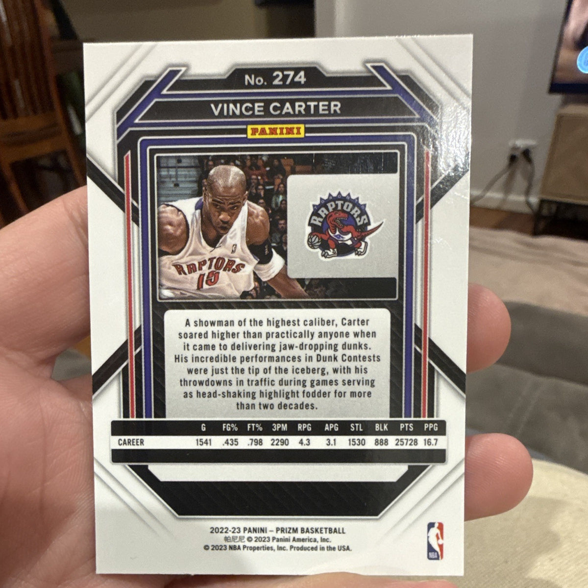 Panini Prizm Vince Carter Base Set Toronto Raptors 274 2022 231