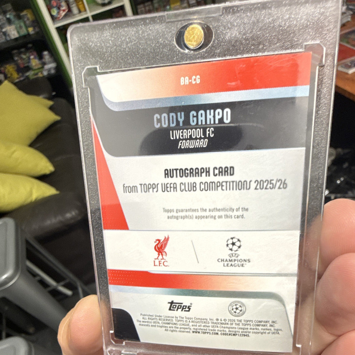 Topps UEFA Club Competitions 2025/26 Cody Gakpo Auto 1/5 BA-CG Liverpool3