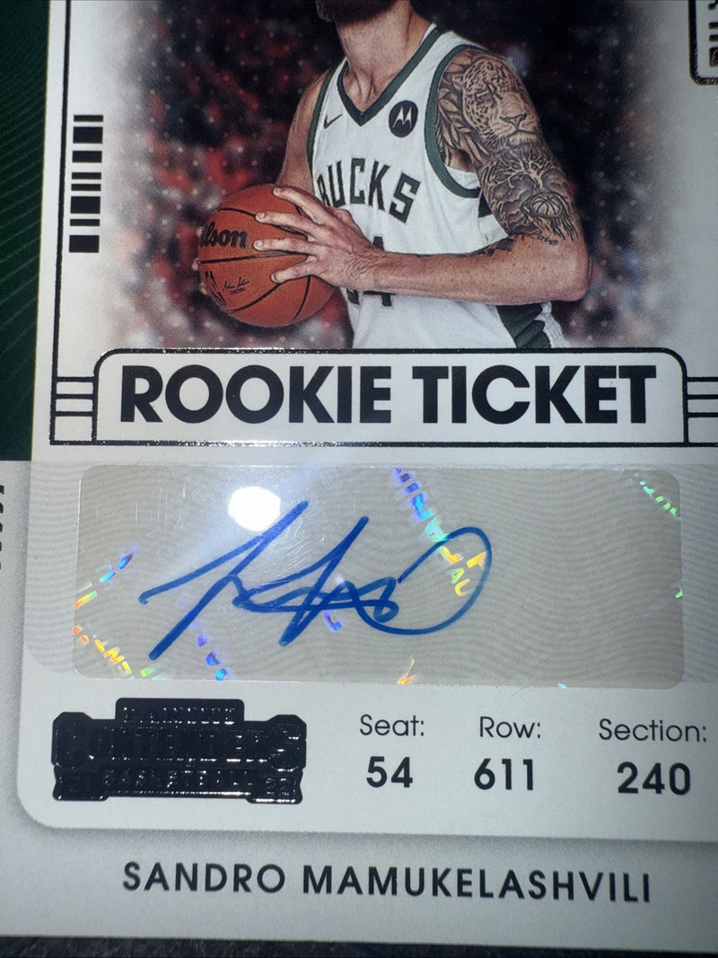 Sandro Mamukelashvili Rookie Auto 2021 22 Contenders Rookie Ticket #1491